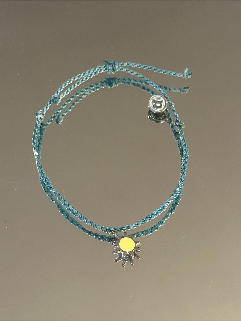Pura Vida Teal Braided Cord Bracelet with Yellow Sun Charm - Picture 2 of 6